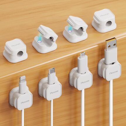 8 Pack Magnetic Cable Clip Organizer Cord Holder, Picozon Adhesive Cable Management, Wire Phone USB Charger Cable Holder Keeper Organizer for Car, Office Home Desktop, Wall,...