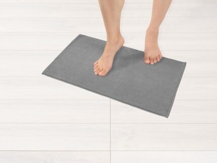 American Soft Linen Bath Rug Non Slip Durable Backing 100% Cotton 16x24 Inch Shaggy Form Super Soft and Absorbent, Rockridge Gray