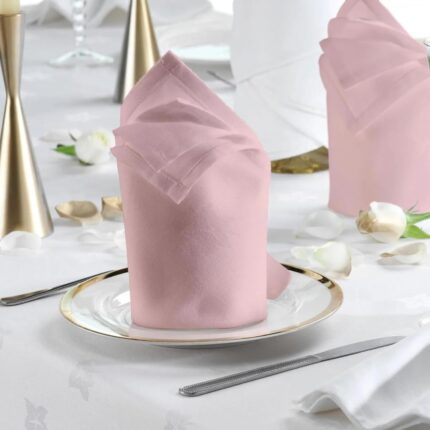 BED & BATH LINEN Premium Damask Ivy Leaf Napkins Size 55cm x 55cm (Peach) Set of 12