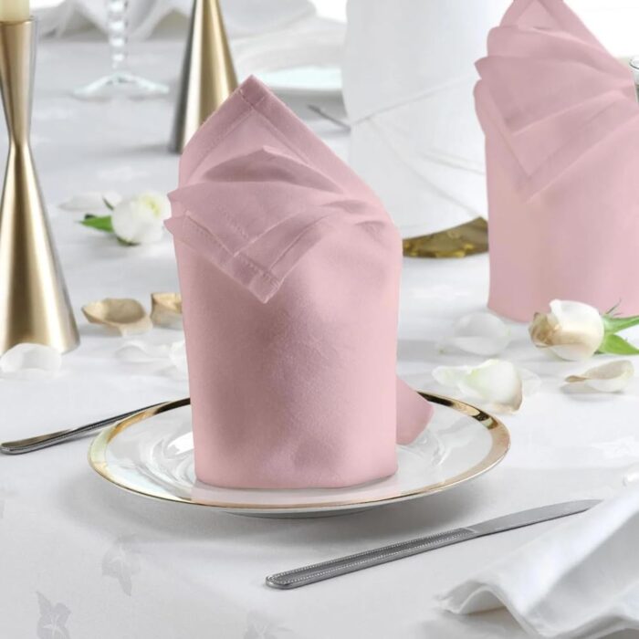 BED & BATH LINEN Premium Damask Ivy Leaf Napkins Size 55cm x 55cm (Peach) Set of 12