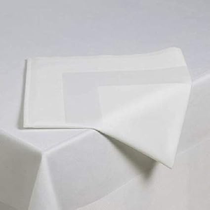 BED & BATH LINEN Premium Damask Napkins with Satin Band Size 55cm x 55cm (White) Set of 12