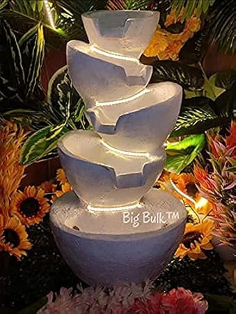 Big Bulk 5Steps Fountain with 2 Palm Tree for Living Room Home D?cor Garden Decoration and Drawing Room Indoor Fountain Outdoor Fountain(Large Fountain (Size: 75 cm X 40 cm X 20...