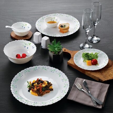 Cello Opalware Dazzle Tropical Lagoon Dinner Set - 18 Pcs, Serving for 6 | Lightweight, Chip Resistant, Bone Ash Free Crockery | Microwave & Dishwasher Safe |Ideal for Daily...