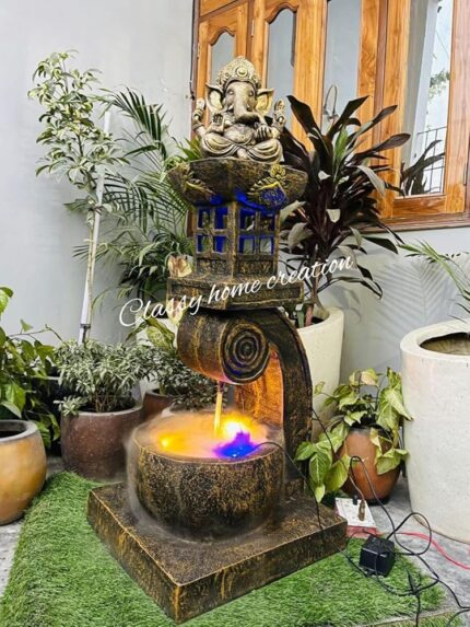 Classy Home Creation god Figure Water fountauin New Antique Ganesh Fountain for Home Decor Big Size 4 feet| Water Fountain for Garden, Home, Office | Big Size Fountain with led...