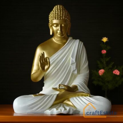 CraftEstate® Premium Marble Dust Buddha Statue 2 Feet Buddha Statue for Home Decor & Gifting | Buddha for Living Room Fiber & Marble dust Pure Glossy Finish (Copper Finish)...