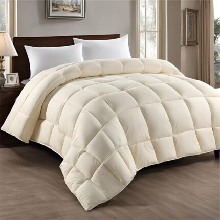Epinch® Premium Comforter Soft as Feathers 4 Corner Loops 500 GSM Luxurious Perfect for Home & Hotel (Ivory, Double (90 X 100 Inch)