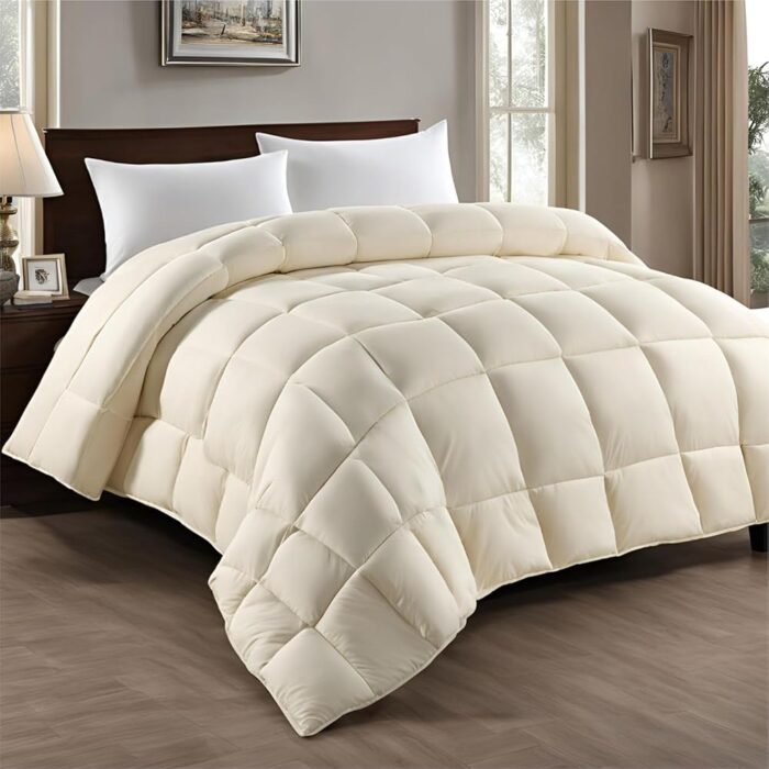 Epinch® Premium Comforter Soft as Feathers 4 Corner Loops 500 GSM Luxurious Perfect for Home & Hotel (Ivory, Double (90 X 100 Inch)