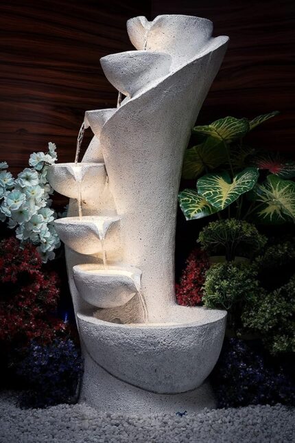 EXPLEASIA 7 Stacked Chalice Water Fountain for Home, Water Fountain for Garden, Water Fountain for Living Room, Water Fountain for Home vastu, Fountain for Home décor Waterfall...