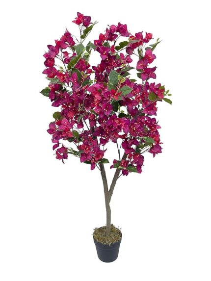 FOX & FERN Artificial 120cm Bougainvillea Plant with Basic Pot | Elevate Any Corner of Your Home/Garden | Best for Gifting | Party, Wedding and Home Decor (GAJW3489) Pink