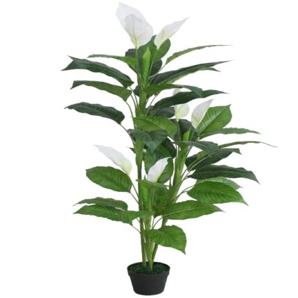 Garden Art Natural Looking Real Touch Artificial Plant (Ht 155cm) Wtih Basic Pot for Indoor Home,Office,Patio, Living Room Decor (Spathiphyllum) GA2030