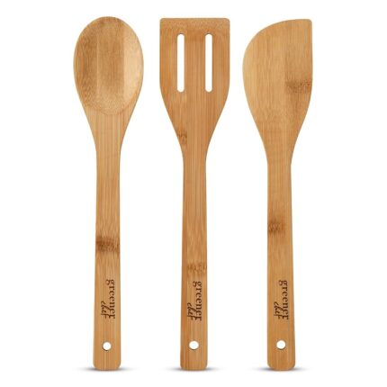 Greener Chef Non-Toxic Bamboo Utensils – 3-Piece Cooking Set – Eco Kitchen Tools for Everyday Use
