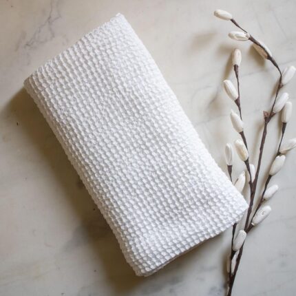 HAMELIN The Ezra Waffle Weave Bath Towel|Cotton Lightweight & Highly Absorbent|Gym Towel|Soft Touch, Quick Dry Towels For Bath Large Size|Ideal For Travel|Pearl White|75 Cm X...