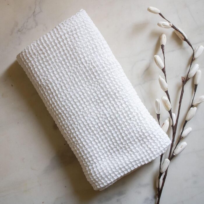 HAMELIN The Ezra Waffle Weave Bath Towel|Cotton Lightweight & Highly Absorbent|Gym Towel|Soft Touch, Quick Dry Towels For Bath Large Size|Ideal For Travel|Pearl White|75 Cm X...