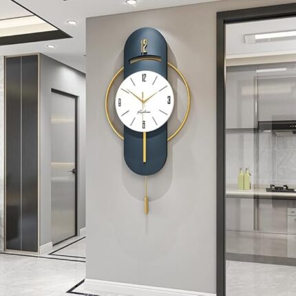 HARIRUP® Antique Pendulum Wall Clock, Crystal Metal Design,Vintage Analog, Living Room Decor (Pendulum Clock) 10W x 15H Centimeters