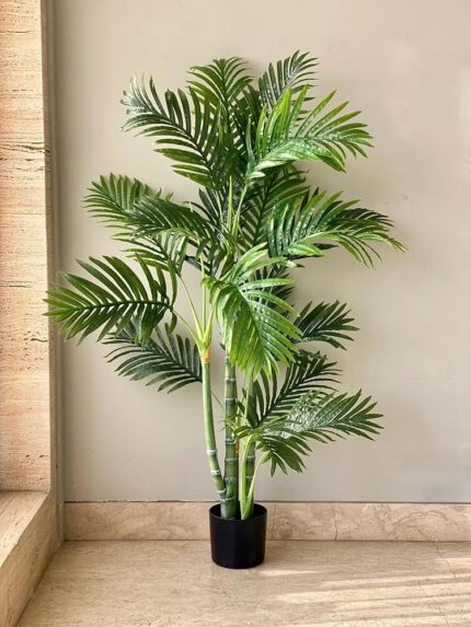 Home Bloom Decoration Artificial Areca Palm Plants for Indoor & Outdoor with Pot for Interior Decor/Home Decor/Office Dcor (Multicolor) (Green)