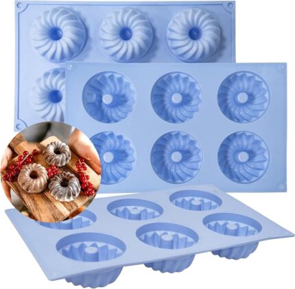 KARP Silicone Donut Baking Pan Mold, Non-Stick 6 Cavity Spiral Doughnut Tray for Microwave, Freezer & Oven - 100% Food Grade Silicone, BPA Free Bakeware Mould