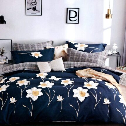 KETOSTICS Combo of 300 TC Premium Glace Cotton King Size Duvet Cover with Zipper (Dohars) 90x100 inch & Floral King Size Elastic Fitted 1 Double Bedsheet Cover 2 Pillow Covers...