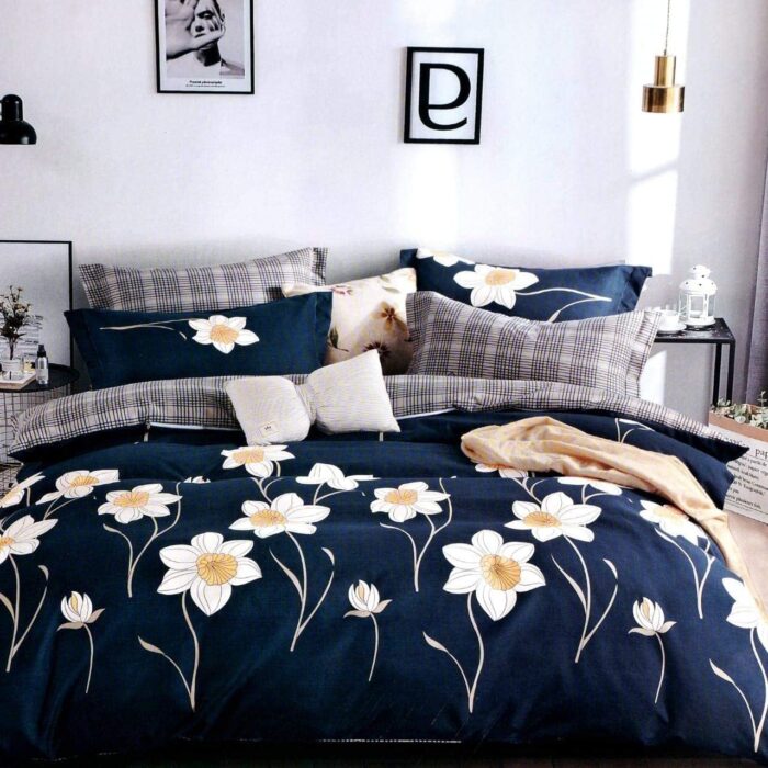 KETOSTICS Combo of 300 TC Premium Glace Cotton King Size Duvet Cover with Zipper (Dohars) 90x100 inch & Floral King Size Elastic Fitted 1 Double Bedsheet Cover 2 Pillow Covers...