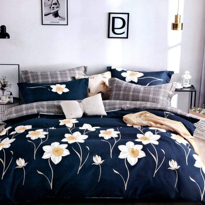 KETOSTICS Combo of 300 TC Premium Glace Cotton King Size Duvet Cover with Zipper (Dohars) 90x100 inch & Floral King Size Elastic Fitted 1 Double Bedsheet Cover 2 Pillow Covers...