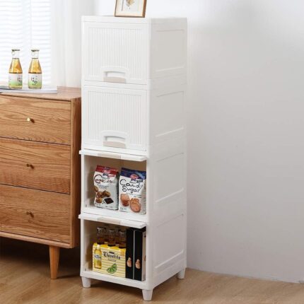 Lamok Multipurpose Stackable Cupboard Drawer for Clothes, Kitchen Item Storage; Wardrobe Cabinet Organizer for Home, Office (Cupboard Single Door, 4 Tier)
