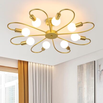 Lyse Decor Ceiling Hanging Lamps, Hanging Lights, Chandelier Jhoomar for Restaurants, Bedroom, Living Room, Kitchen, Over Dining Table (Yellow Gold, 8 Lights)