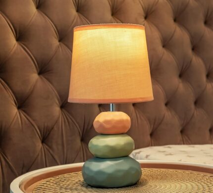 MAGIK Atmosfera Ceramic Decorative LED Table Lamp (Cantaloupe) 5 Watt (Warm White Bulb) Included, E14 Base for Dining Room, Bedroom, Living Room