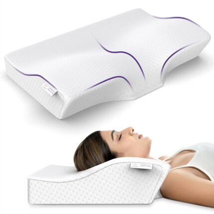 MY ARMOR Cervical Pillow for Neck Pain and Shoulder Pain for Sleeping | 2 Years Warranty | Memory Foam Pillow with Dual - Pack of 1 - White