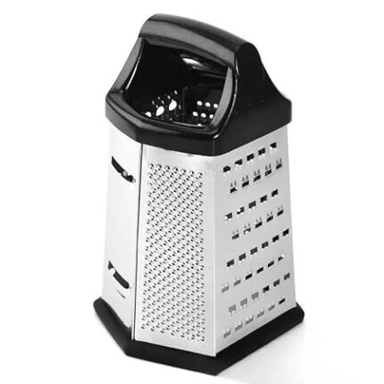 NAALSA - Berlin 6 Side Stainless Steel Professional Multi Purpose Grater Vegetable Chopper Slicer Kitchen Cutter, Shredder for Cheese & Vegetables 8 inch
