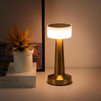 NYRWANA Table Lamp | 2000 mAh Battery | Lamps for Bedroom, Night Lamp, Table Lamp for Bedroom & Living Room, Bedside Lamp, Stepless Dimming, 3 Colour Touch Control, Wireless...