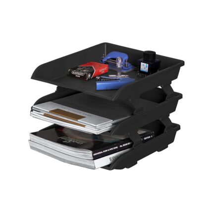 Primelife File Tray Rack ABS Plastics | Foldable Office Desk Accessories | Durable & Sturdy | Easy Assembly | Efficient Organizer | Plastic Office Stationery Files Layer Rack...