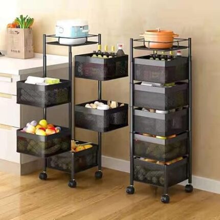 Rasvesh Metal Kitchen Trolley Kitchen Organizer Items&Kitchen Accessories Items for Kitchen Rack Square Design for Fruits&Vegetable Onion Storage Kitchen Trolley with Wheels...