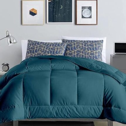 Razzai MammaYo Down Alternative Soft Quilted 300 GSM All Weather Comforter (60" x 90" Inches/152cm x 228cm) - Single Bed Comforters|Teal | Microfibre, lightweight| TC - 400