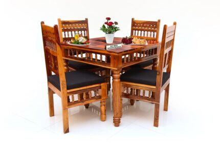 RK DECK INCREDIBLY DECOROUS Solid Sheesham Wood Dining Room Sets || Wooden Dining Table With Chairs|| Dining Table Set For Home Living Room Furniture (Traditional-Style-01, 4...