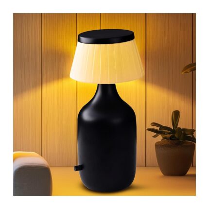 ro:sha Rosha Valentino Wireless Aluminium LED Table Lamp (Black)| Upto 14 Hrs Battery Backup |2500 mAh Rechargeable Batteries | Lamps for Bedroom and Living Room