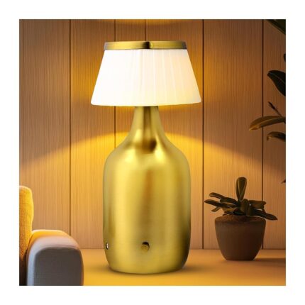 ro:sha Rosha Valentino Wireless Aluminium LED Table Lamp (Gold)| Upto 14 Hrs Battery Backup |2500 mAh Rechargeable Batteries | Lamps for Bedroom and Living Room