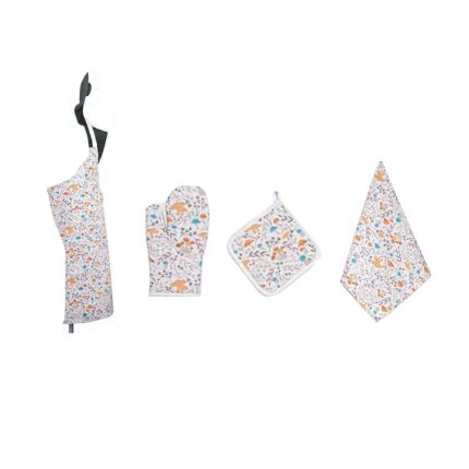 SPACES Essentials Splendor Kitchen Linen Set of 4 – 100% Cotton | Napkins, Placemats, Coasters | Premium Gifting Set by Welspun