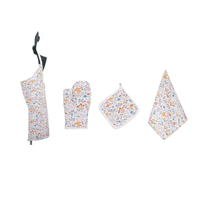 SPACES Essentials Splendor Kitchen Linen Set of 4 – 100% Cotton | Napkins, Placemats, Coasters | Premium Gifting Set by Welspun