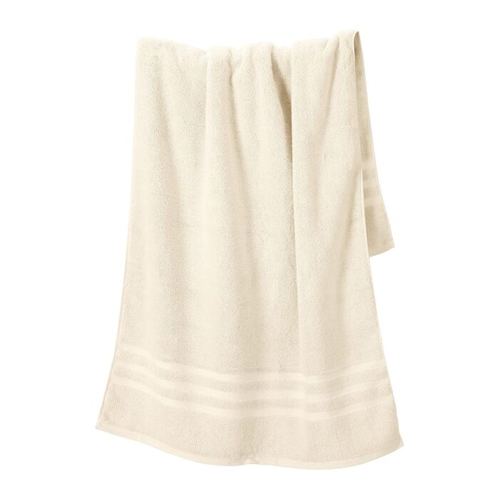 SPREAD SPAIN Cotton Towels for Bath | Towels for Bath Large Size | Miami Bath Towel - Soft & Absorbent | 650 GSM | 1 Piece Bath Towel for Men/Women | 70 cms x 140 cms - Ivory