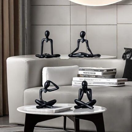 Street27® 4pcs Decorative Abstract Thinker Men Statue showpiece Set | Home Decor Items|Premium PVC Modern Art showpiece for Home Decor Living Room Bedroom Bookshelf Desktop...