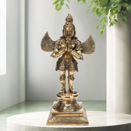 TAPAS HOMES Brass Garuda Idol with Fine Detailed Work, 15 Inches Tall - Decorative Murti for Home and Office Décor