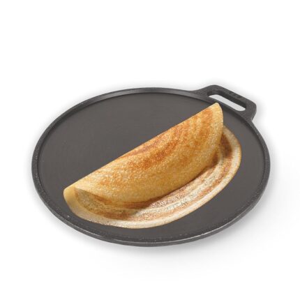 The Indus Valley Super Smooth Cast Iron Tawa for Dosa/Chapathi | 30.4cm/12 inch, 2.3kg | Induction Friendly | Naturally Nonstick, Pre-Seasoned Tawa, 100% Pure & Toxin-Free