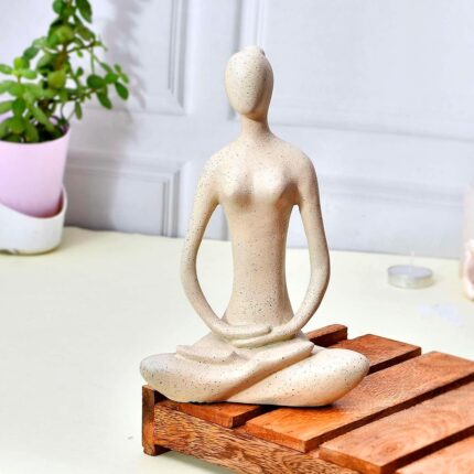 THE SECOND WIFE Modern Beige Figurine Shaped Solid Minimalistic Ceramic Figure Showpiece |for Home Decor | Center Table Decorative Item for Living Room, Dining Table, Office,...