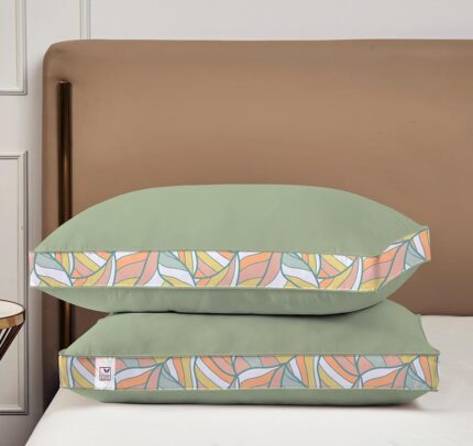 THE WOOD WHITE Soft Microfiber High Loft Pillow Set of 2 Sleep Well in 43 x 69 Cm with Printed Gusset of Extra 5 Cm Height for Neck Support and Soft Comfortable Sleep Mint Slumber.