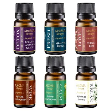 ThinkArtDecor Aroma Diffuser Oil for Home Fragrance, Aromatherapy Scented Oil for Meditation, Air Freshners, etc. Combo of 6 Multi-Fragrance Gift Pack - floral, woody, oceanic,...
