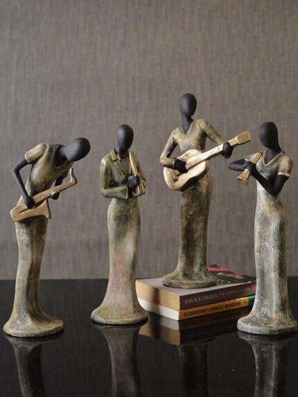 TIED RIBBONS Set of 4 Musical Ladies Playing Instrument Statues Showpiece Collectible Figurines for Home DecorWall Shelf Table Office Living Room Decoration Item (Polyresin, 34...