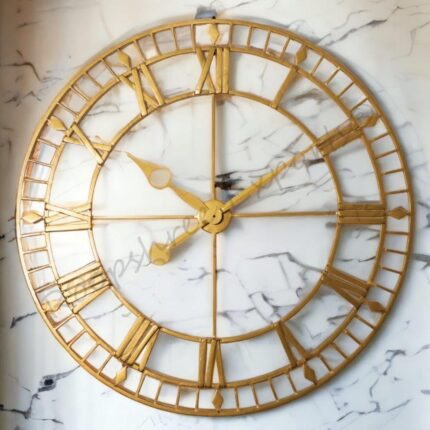 Vintage Clock Iron Gold Extra Large Wall Clock And Gold Marker/One Year Warranty / 9082-42, Analog