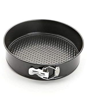 Xacton Teflon Round Cheese Cake Mould,Cooker with Removable Base, Non-Stick Cake Tins/Pan/Trays for Microwave, Oven and Bakeware, Black (20 cm)